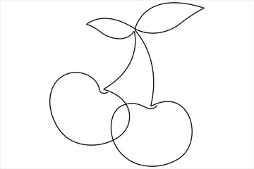 Cherry continuous one line art icon vector illustration
