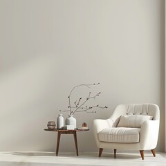 interior of a room in front of empty wall