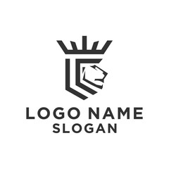simple crowned black lion head logo