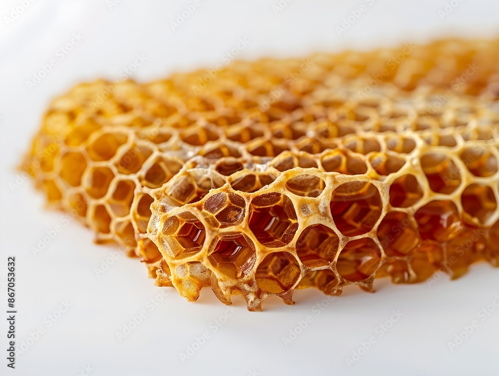 Poster intricate honeycomb patterns and textures in macro shot with copy space