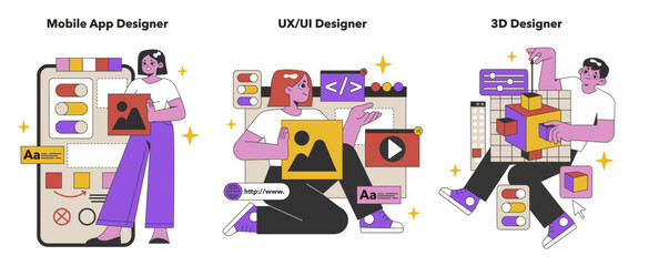 Obraz premium Innovative Design Spectrum set. Flat vector illustration.