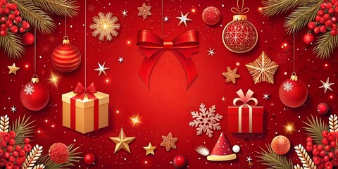 Stylish Red Christmas Invitation Card