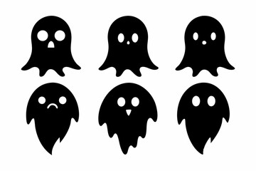 Halloween ghosts silhouette vector set, Collection of Halloween ghost silhouettes
