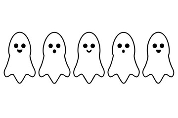 Halloween ghosts silhouette vector set, Collection of Halloween ghost silhouettes
