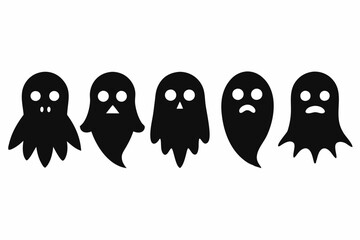 Obraz premium Halloween ghosts silhouette vector set, Collection of Halloween ghost silhouettes 