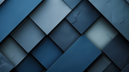 Fototapeta premium Abstract geometric pattern with overlapping blue tiles in varying shades, creating a textured and modern aesthetic.