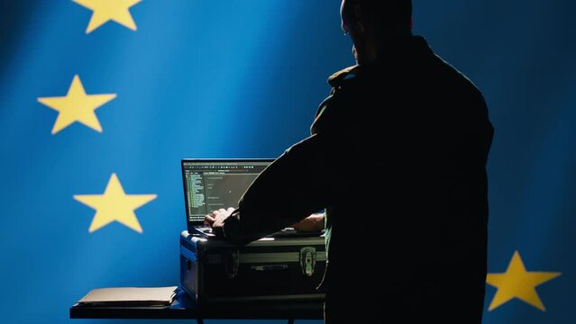 EU alliance military engineer creating fake accounts on social media to persuade other nations to act in member states government interests. European Union soldier influences people online
