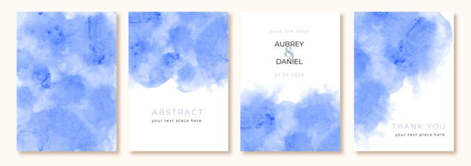 multipurpose card with abstract blue watercolor background © Syatterfix