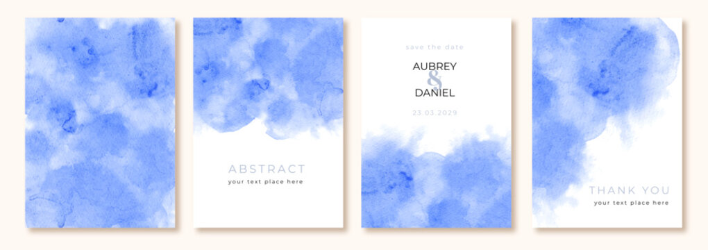 multipurpose card with abstract blue watercolor background