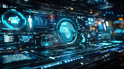 A digital network with glowing fiber optic cables, nightclub DJ mixer, and data charts represents the flow of information in the technology and music industries