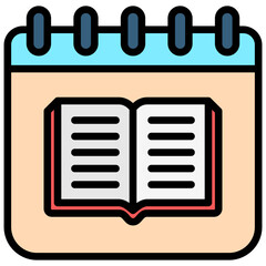 Calendar lineal multi color icon. Use for international literacy day, education theme and more. modern concept, UI or UX kit, web and app development..