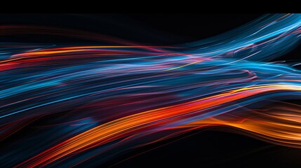 Colorful Wave Motion Art in Abstract Design with Bright Energy and Purple Glow