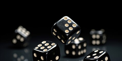 Black Dice Falling On A Dark Surface