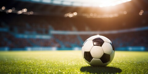 Fototapeta premium Soccer Ball on a Lush Green Field