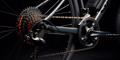 Close-up of a Bicycle's Rear Derailleur and Chain