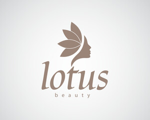 creative face and hair shapes  flower logo for beauty salon and others