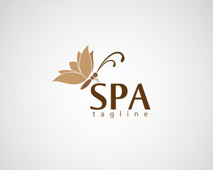 creative butterfly with flower-shaped wings logo for spa ,beauty and others