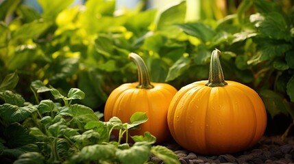pumpkins on a field