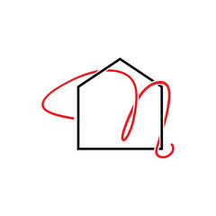 Letter N and House Logo Vector 090