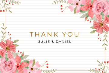 beautiful pink floral watercolor frame