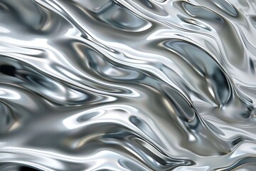 Silver abstract background with wavy pattern created with generative ai