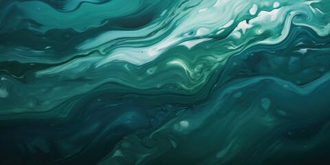 Abstract Swirling Green and White Acrylic Paint