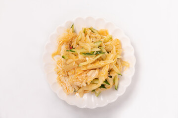 蒸し鶏とキュウリ　穂先メンマ和え