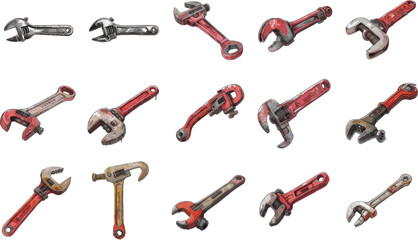 CARPETTING TOOLS SET IN COLOR STYLE, STOPCOCK SET IN COLOR STYLE