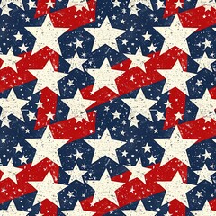 Obraz premium A seamless pattern of red, white, and blue stars on a distressed background.