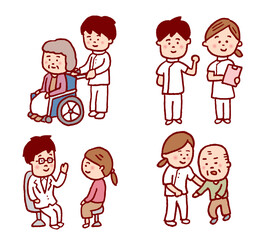 ゆるい線で描いたかわいい医療系の人物イラスト
ゆるい線で描いたかわいい医療系の人物イラスト