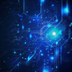 Obraz premium Blue Technology Background with High-Tech Concept, Internet Network Connections, Social Media Marketing, Collaboration, Communication, Digital Electronic Information, AI-Generated High-Resolution Wall