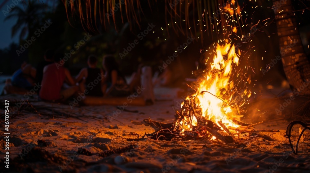 Aufkleber the remnants of dinner are tossed into the fire creating a mesmerizing display of flames before the 