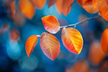 Bright orange leaves glowing in the autumn sunlight