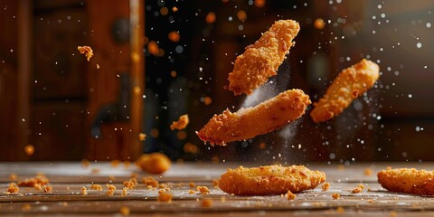long chicken goujons in breadcrumbd 