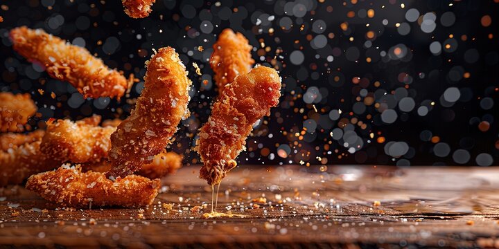 long chicken goujons in breadcrumbd 