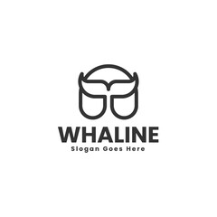 Vector Logo Illustration Whale Line Art Style