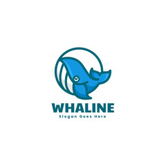 Vector Logo Illustration Whale Simple Mascot Style