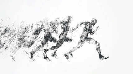 Fototapeta premium Olympic Games Concept Athletes Runners Background Template for Presentation Slides 16:9 
