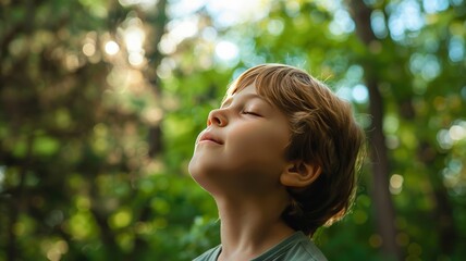 Naklejka premium Children breathe clean air. International Day for the Protection of the Ozone Layer.