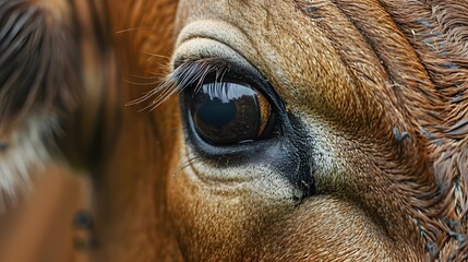 Naklejka premium Big beautiful cow eye, close-up. 