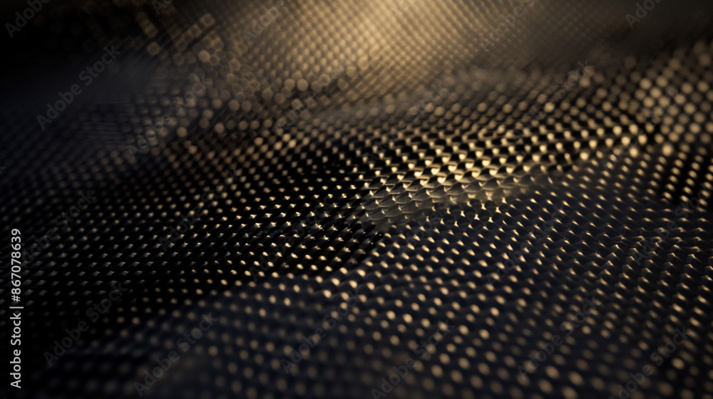 Poster a close-up of a black fabric with a pattern of dots. the image has a moody and mysterious feel to it