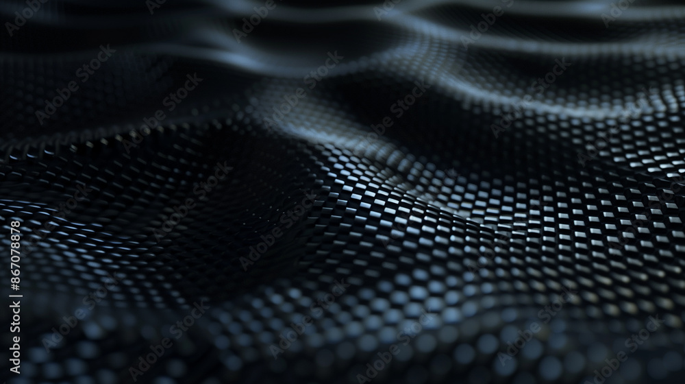 Poster a close-up of a black fabric with a pattern of dots. the image has a moody and mysterious feel to it