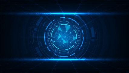 HUD screen tech system innovetion, Technology futuristic blue background.