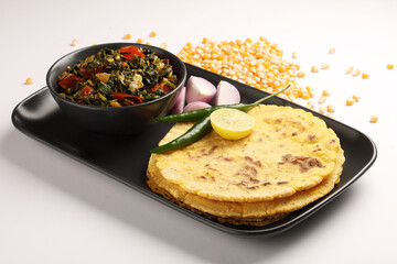 sarso ka saag and makkai ki roti or mustard leaves curry with maize roti
