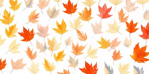 Autumn Leaves Falling on a White Background