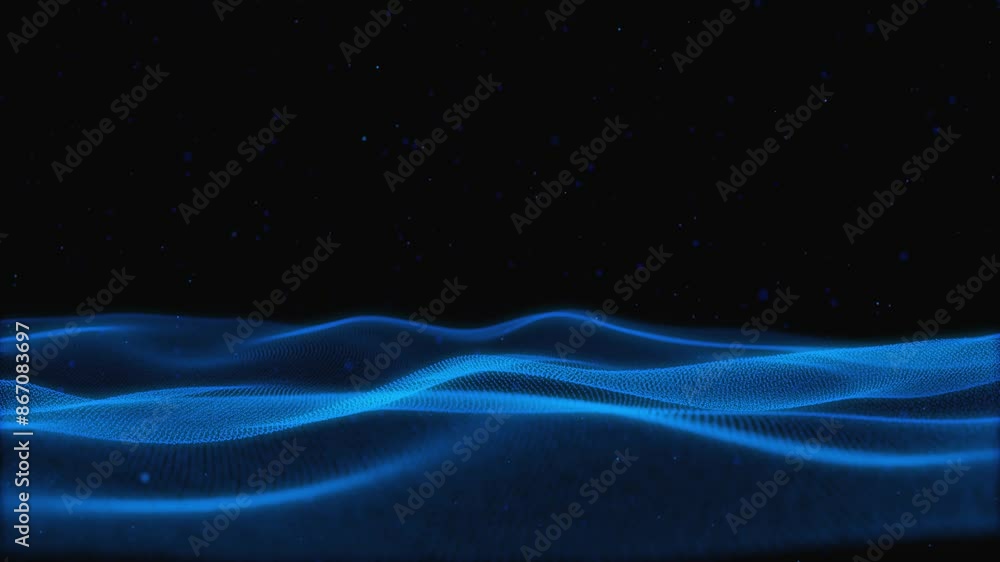 Poster digital motion waving wave flow cyberspace lights texture particles. science, cyber technology high 