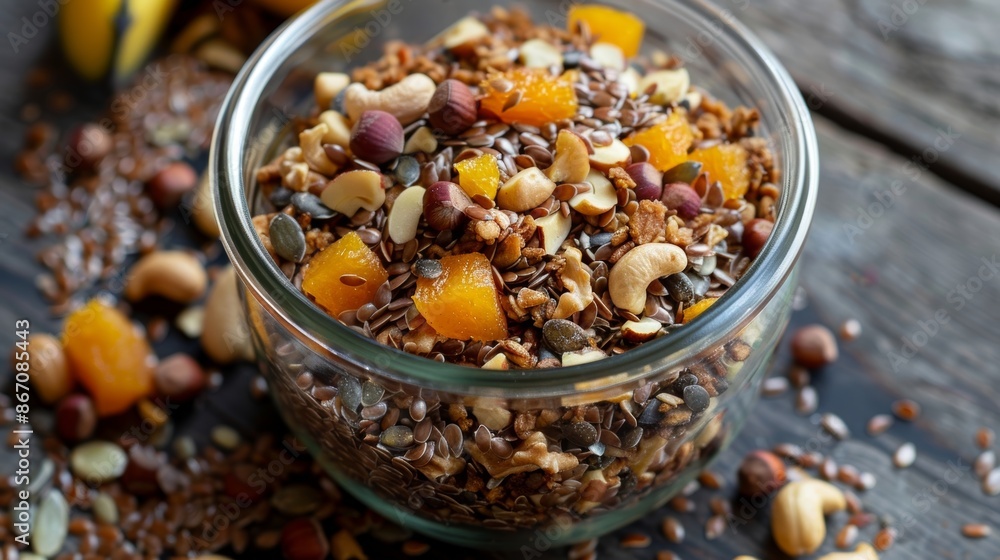 Poster put your foraging skills to the test and create a custom trail mix with a mix of wild hazelnuts flax
