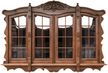 window panels with ancient models, transparent backgrounds 