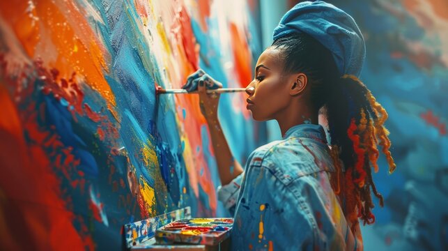 Young Artist Creating Abstract Artwork