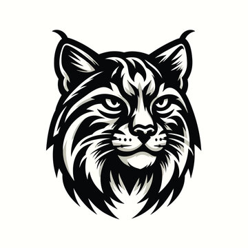 recommend clip art: logo mascot of bobcat in black and white silhouette